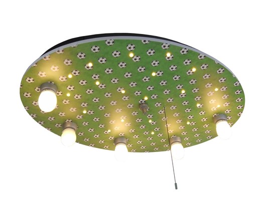 Niermann Fußball LED Deckenleuchte 5fach E14 Grün, Silber Made in Germany