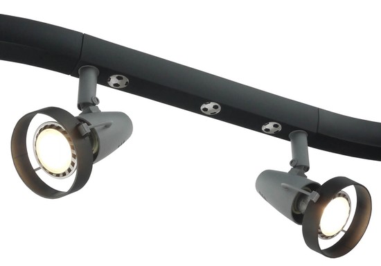 Niermann Fußball Deckenleuchte-Leiste 4fach GU10 Schwarz, Silber Made in Germany