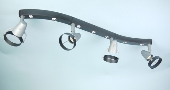 Niermann Fußball Deckenleuchte-Leiste 4fach GU10 Schwarz, Silber Made in Germany