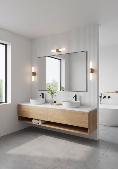 Nordlux 2015311004 HELVA Double Basic LED Wandleuchte 9W Warmweiss Holzfolie IP44