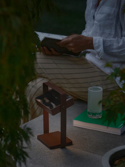 Nordlux LED Akkuleuchte Saulio Solar Braun dimmbar 200lm 3000K warmweiß 23,5cm IP44 Aluminium 2418035018