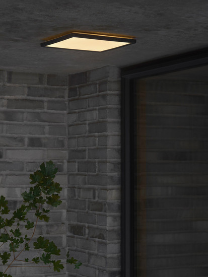 Nordlux LED Deckenleuchte Oja 29 Outdoor Square Schwarz 1600lm 3000K warmweiß 29,5cm IP54 2618356103