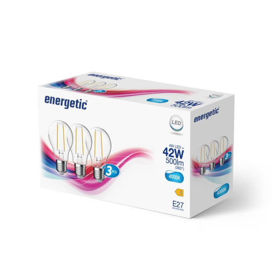 Nordlux 3er-Set LED Lampe Filament E27 4.6W 4000K neutralweiss Klar 5181010323