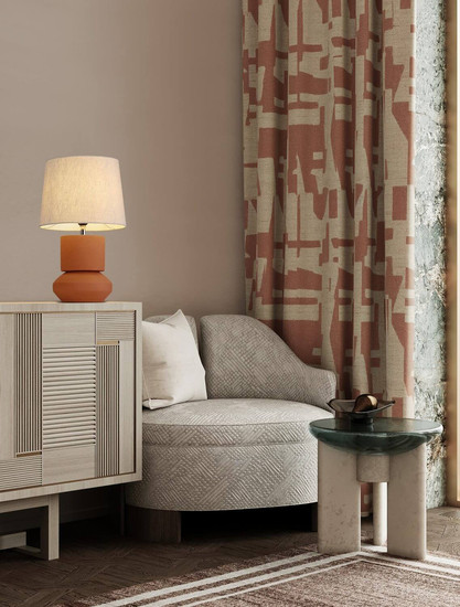Nova Luce Tischleuchte Izumi E27 Terrakotta Keramik Textil Ø30,5cm 9001060