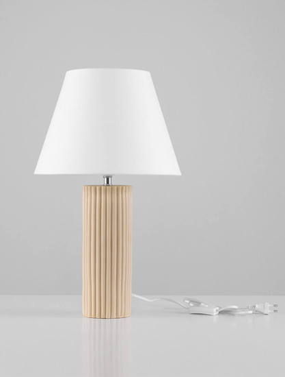 Nova Luce Tischleuchte Bacco E27 Beige Textil Stein Ø30cm 9001062