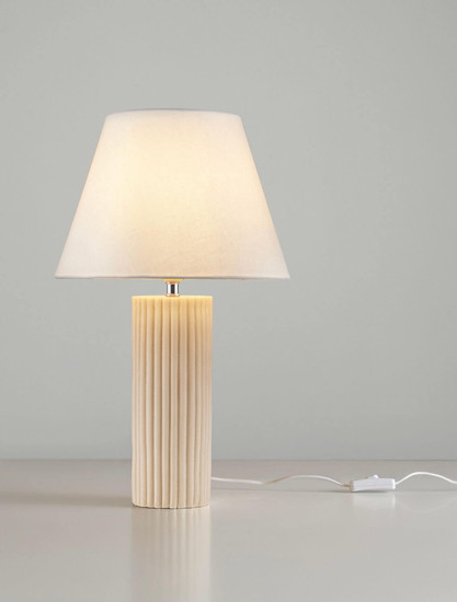 Nova Luce Tischleuchte Bacco E27 Beige Textil Stein Ø30cm 9001062