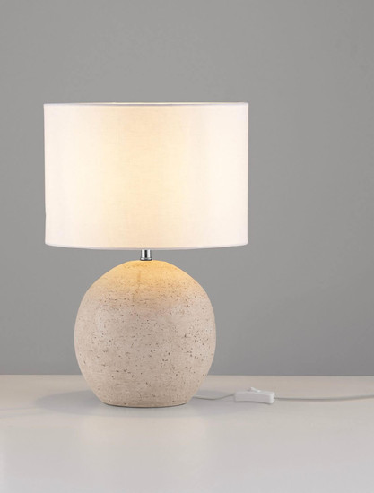 Nova Luce Tischleuchte Nagomi E27 Beige Keramik Textil Ø30cm 9001068
