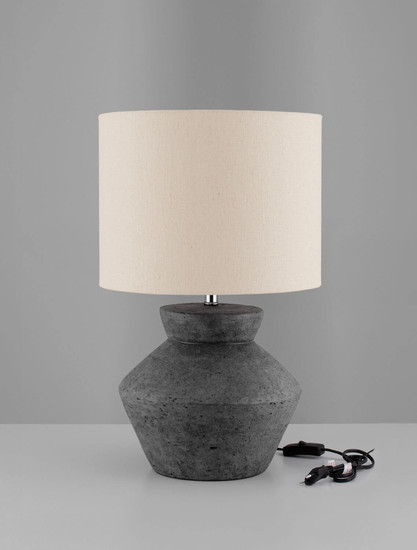 Nova Luce Tischleuchte Plumage E27 Anthrazit Keramik Textil Ø32cm 9001069