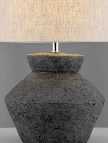 Nova Luce Tischleuchte Plumage E27 Anthrazit Keramik Textil Ø32cm 9001069
