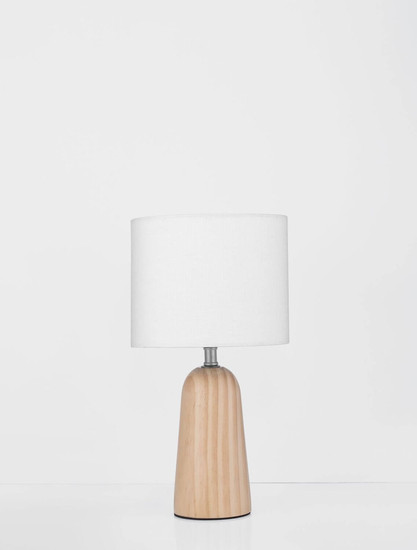 Nova Luce Tischleuchte Oby E27 Natur Leinen Holz Ø16cm 9001080