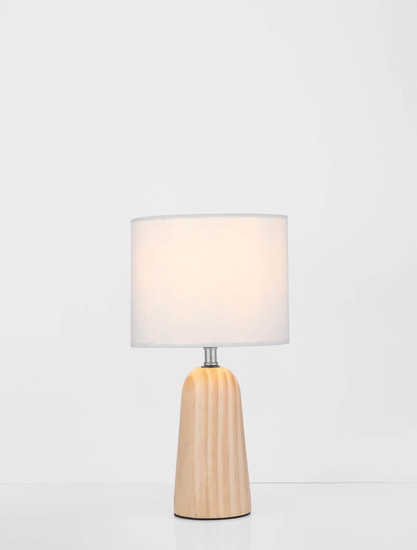 Nova Luce Tischleuchte Oby E27 Natur Leinen Holz Ø16cm 9001080