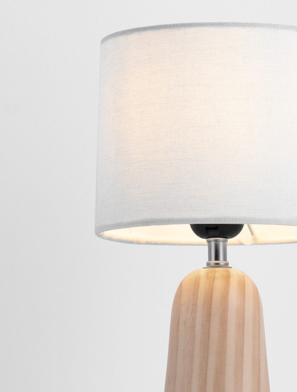 Nova Luce Tischleuchte Oby E27 Natur Leinen Holz Ø16cm 9001080