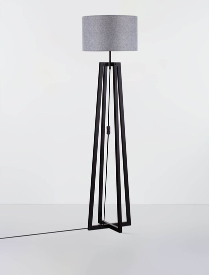 Nova Luce Stehleuchte Artis E27 Grau Schwarz Leinen Holz 165cm 9001082