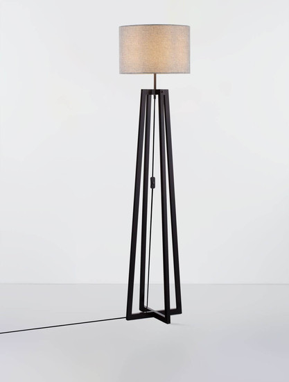 Nova Luce Stehleuchte Artis E27 Grau Schwarz Leinen Holz 165cm 9001082