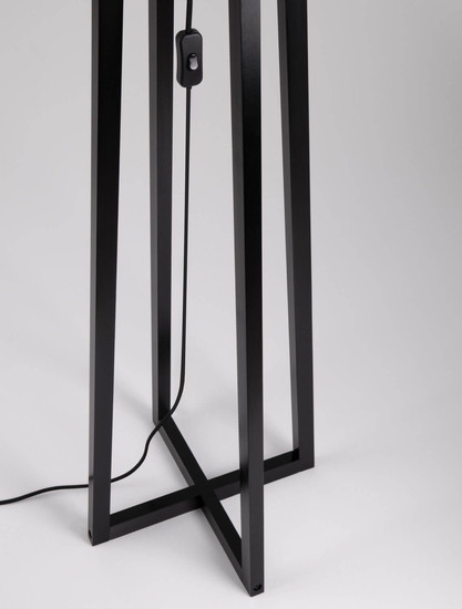 Nova Luce Stehleuchte Artis E27 Grau Schwarz Leinen Holz 165cm 9001082