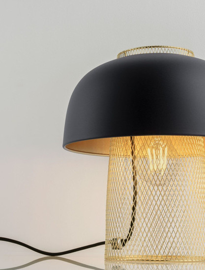 Nova Luce Tischleuchte Sqube E27 Schwarz Gold Metall Ø25cm 9001085