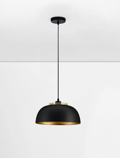 Nova Luce Pendelleuchte Sqube E27 Schwarz Gold Metall Ø35cm 9001086