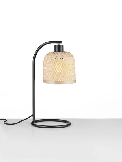 Nova Luce Tischleuchte Intra E27 Natur Schwarz Metall Bambus Ø20cm 9001087
