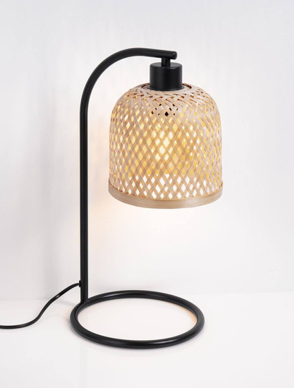 Nova Luce Tischleuchte Intra E27 Natur Schwarz Metall Bambus Ø20cm 9001087