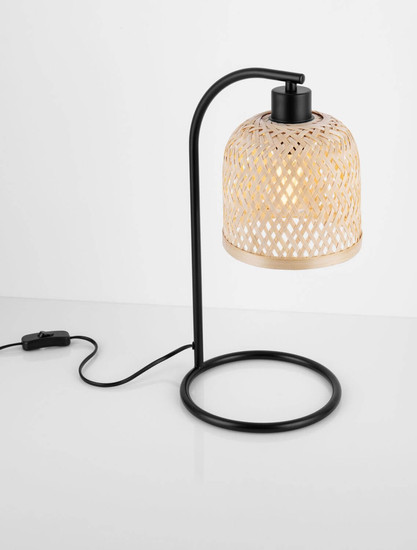 Nova Luce Tischleuchte Intra E27 Natur Schwarz Metall Bambus Ø20cm 9001087