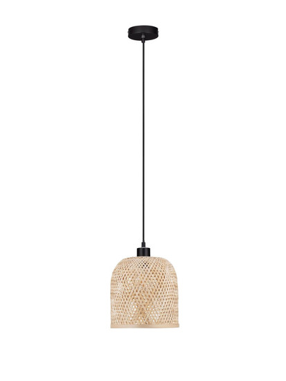Nova Luce Pendelleuchte Intra E27 Natur Schwarz Metall Bambus Ø23cm 9001089