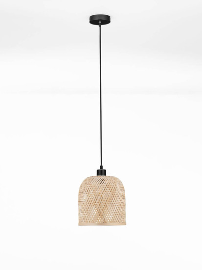 Nova Luce Pendelleuchte Intra E27 Natur Schwarz Metall Bambus Ø23cm 9001089