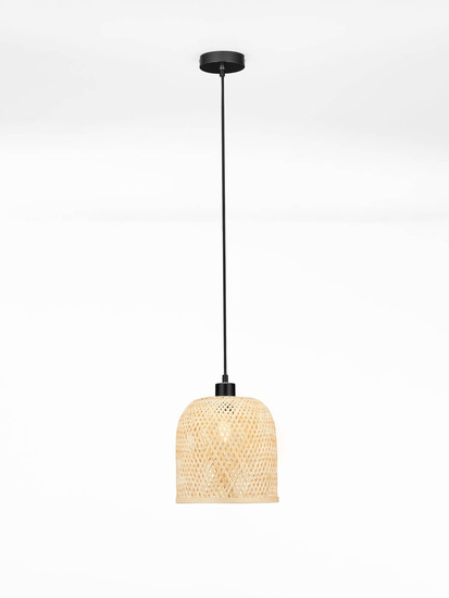 Nova Luce Pendelleuchte Intra E27 Natur Schwarz Metall Bambus Ø23cm 9001089