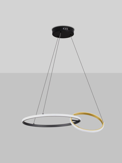 Nova Luce LED Pendelleuchte Imar dimmbar 36W warmweiss 3200K Schwarz Gold Stahl Aluminium 63x46cm 9001108