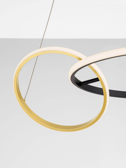 Nova Luce LED Pendelleuchte Imar dimmbar 36W warmweiss 3200K Schwarz Gold Stahl Aluminium 63x46cm 9001108