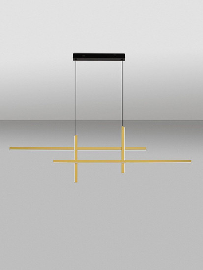 Nova Luce LED Pendelleuchte Antama dimmbar 43W warmweiss 3200K Schwarz Gold Stahl Aluminium 120x5cm 9001111
