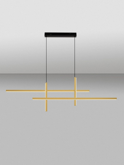 Nova Luce LED Pendelleuchte Antama dimmbar 43W warmweiss 3200K Schwarz Gold Stahl Aluminium 120x5cm 9001111