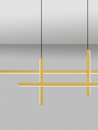 Nova Luce LED Pendelleuchte Antama dimmbar 43W warmweiss 3200K Schwarz Gold Stahl Aluminium 120x5cm 9001111