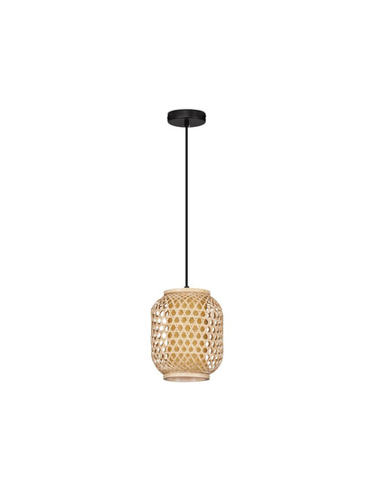 Nova Luce Pendelleuchte Asma E27 Natur Schwarz Stahl Rattan Ø20cm 9001114