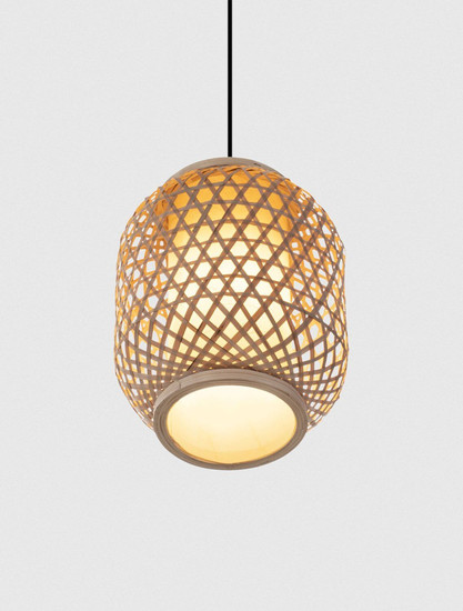 Nova Luce Pendelleuchte Asma E27 Natur Schwarz Stahl Rattan Ø20cm 9001114