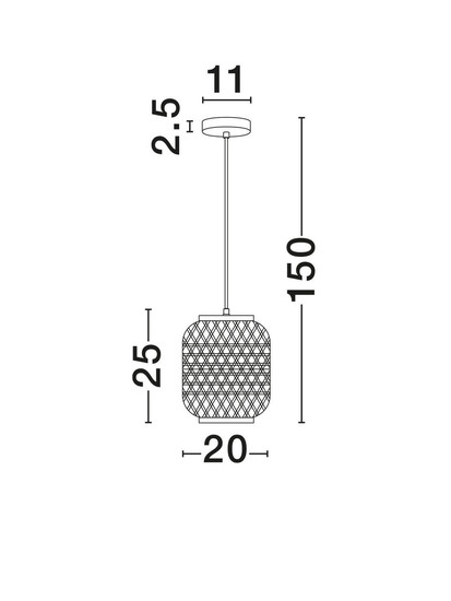 Nova Luce Pendelleuchte Asma E27 Natur Schwarz Stahl Rattan Ø20cm 9001114