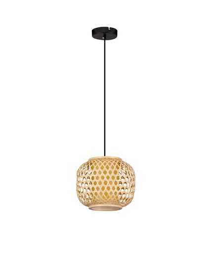 Nova Luce Pendelleuchte Asma E27 Natur Schwarz Stahl Rattan Ø25cm 9001116