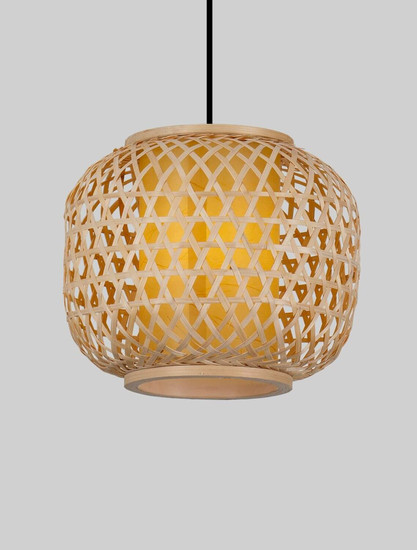 Nova Luce Pendelleuchte Asma E27 Natur Schwarz Stahl Rattan Ø25cm 9001116