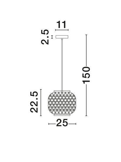 Nova Luce Pendelleuchte Asma E27 Natur Schwarz Stahl Rattan Ø25cm 9001116