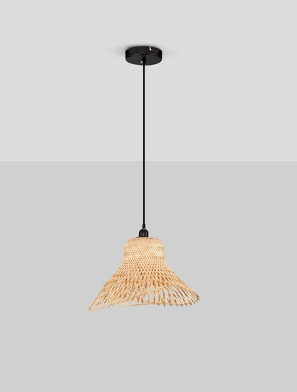 Nova Luce Pendelleuchte Aura E27 Natur Schwarz Stahl Rattan Ø45cm 9001117