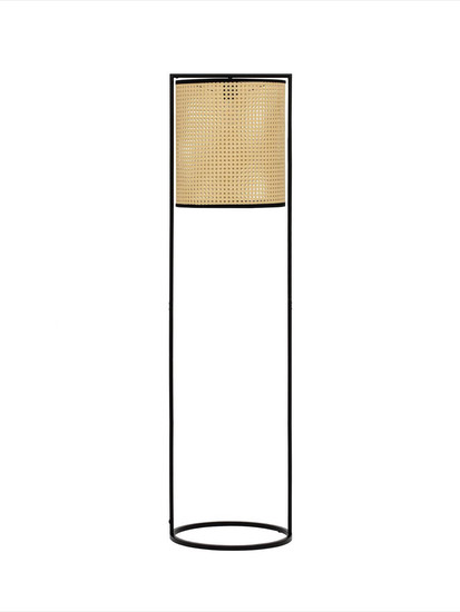 Nova Luce Stehleuchte Erto E27 Schwarz Stahl Rattan 150cm 9001119