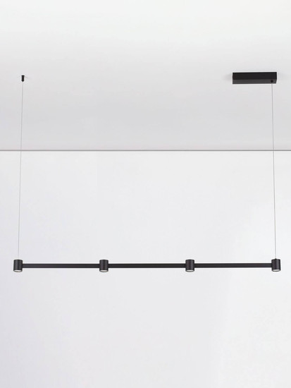 Nova Luce LED Pendelleuchte Puize dimmbar 24W warmweiss 3000K Schwarz Aluminium 118x6cm 9002051