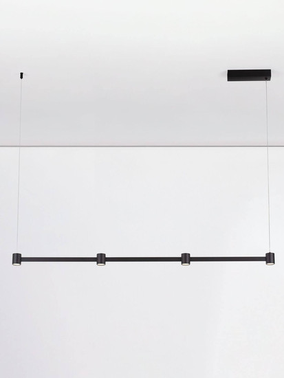 Nova Luce LED Pendelleuchte Puize dimmbar 24W warmweiss 3000K Schwarz Aluminium 118x6cm 9002051