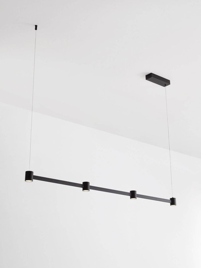 Nova Luce LED Pendelleuchte Puize dimmbar 24W warmweiss 3000K Schwarz Aluminium 118x6cm 9002051