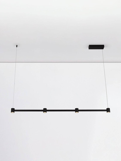 Nova Luce LED Pendelleuchte Puize dimmbar 24W warmweiss 3000K Schwarz Aluminium 118x6cm 9002051