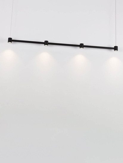Nova Luce LED Pendelleuchte Puize dimmbar 24W warmweiss 3000K Schwarz Aluminium 118x6cm 9002051