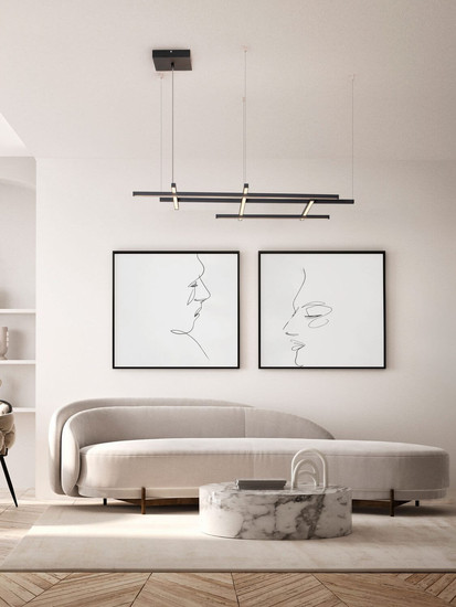 Nova Luce LED Pendelleuchte Pace dimmbar 83W warmweiss 3000K Schwarz Aluminium 102x80cm 9002056
