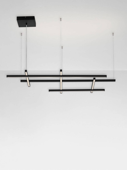 Nova Luce LED Pendelleuchte Pace dimmbar 83W warmweiss 3000K Schwarz Aluminium 102x80cm 9002056