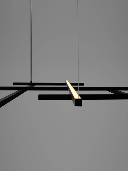 Nova Luce LED Pendelleuchte Pace dimmbar 83W warmweiss 3000K Schwarz Aluminium 102x80cm 9002056