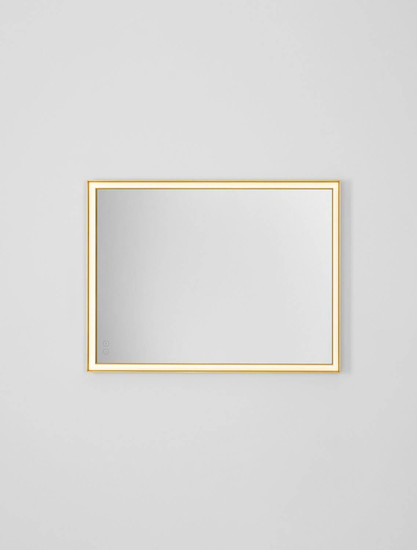 Nova Luce LED Spiegel Ambor dimmbar 38W neutralweiss 4000K IP44 Gold Aluminium Spiegelglas 80x60cm 9006019