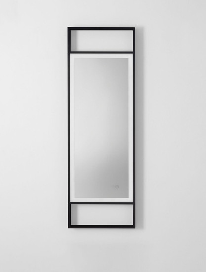 Nova Luce LED Spiegel Raven dimmbar 37W neutralweiss 4000K IP44 Schwarz Aluminium Spiegelglas 120x40cm 9006023